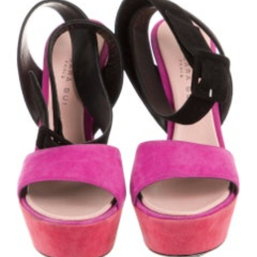 BARBARA BUI Suede Platform Sandals Size: 8 - Picture 3 of 5